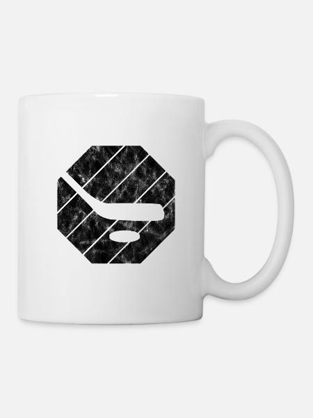 Eishockey Ice Hockey Retro Schlittschuhe Puck Eis - Tasse - Weiß