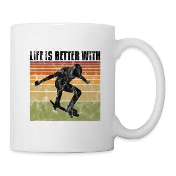 life is better on my skateboard skate skateboarder - Mug - white - Right
