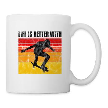 life is better on my skateboard skate skateboarder - Mug - white - Right