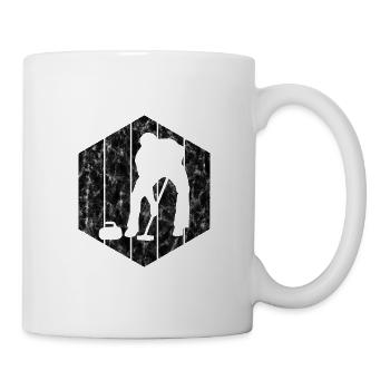 Eis Curling Curler Eisstockschießen Retro Geschenk - Tasse - Weiß - Rechts