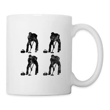 Eis Curling Curler Eisstockschießen Retro Geschenk - Tasse - Weiß - Rechts