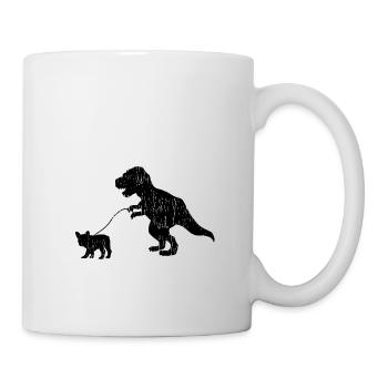 T-Rex and French Buldog go for a walk - Mug - white - Right