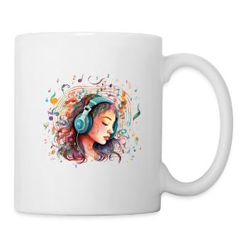 Fille avec des écouteurs écoutant de la musique 2 - Mug blanc - blanc - Droite