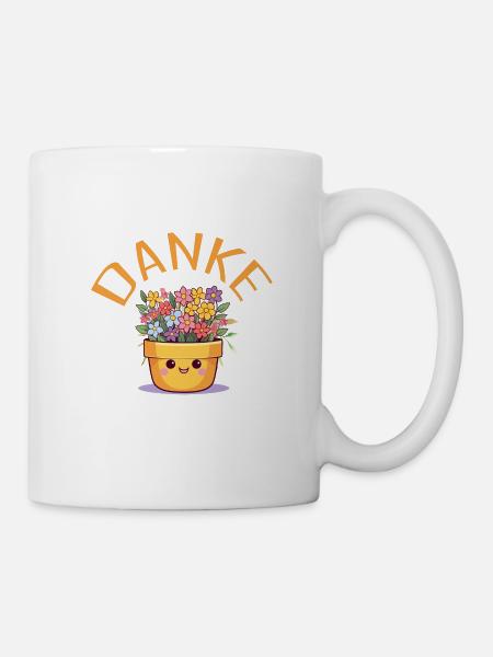 Danke! Blumen-Pott personalisierbar - Tasse - Weiß