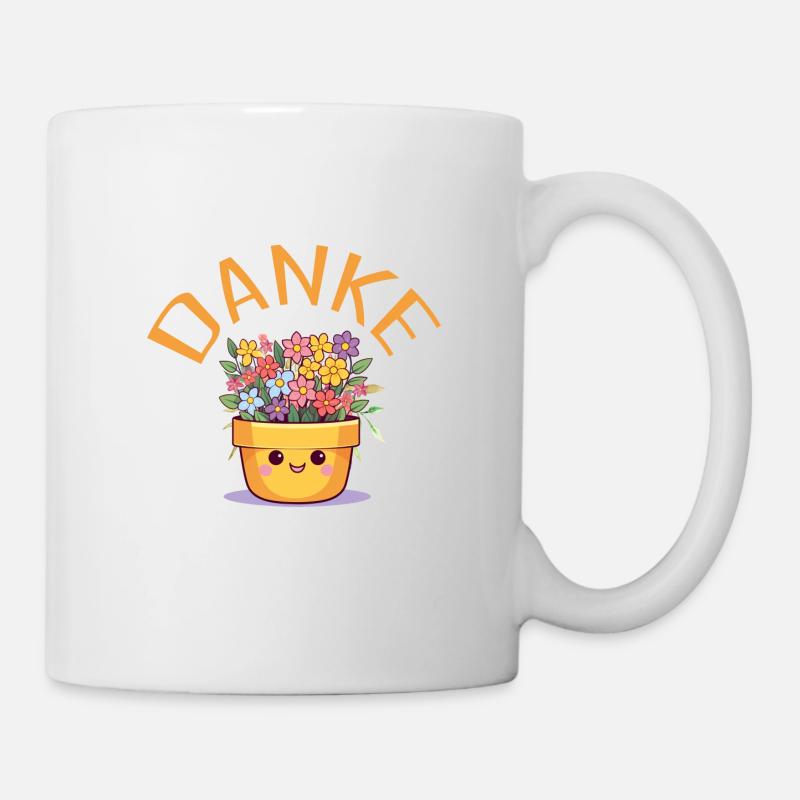 Danke! Blumen-Pott personalisierbar - Tasse - Weiß