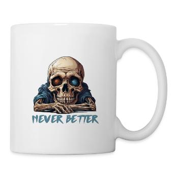 Nie besser Skelett Lustiger Halloween-Totenkopf - Tasse - Weiß - Rechts
