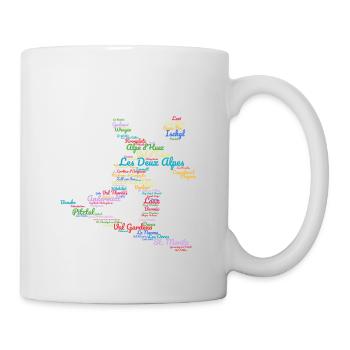 Ski Alp resorts, word cloud, snowboard - Mug - white - Right