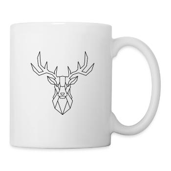 Geometrischer Hirsch – Eleganz in Polygon-Form - Tasse - Weiß - Rechts