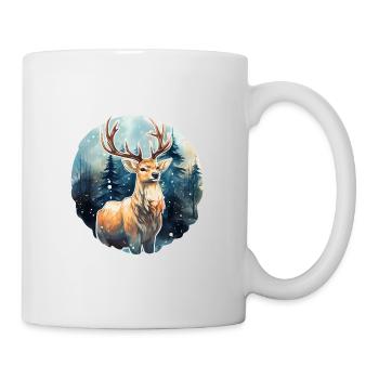 Hirsch im schneebedeckten Wald - Tasse - Weiß - Rechts