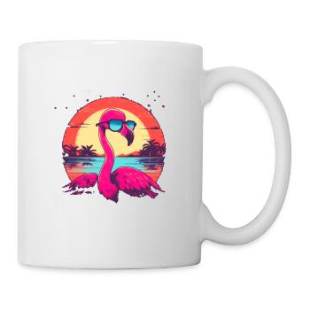 Stay cool and pink.Surf Flamingo chillt sein Leben - Tasse - Weiß - Rechts