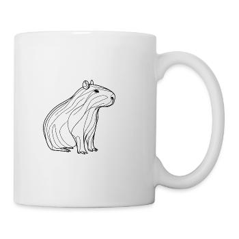 Conception de ligne Capybara Dessin au trait noir et blanc - Mug blanc - blanc - Droite