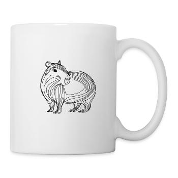 Conception de ligne Capybara Dessin au trait noir et blanc - Mug blanc - blanc - Droite
