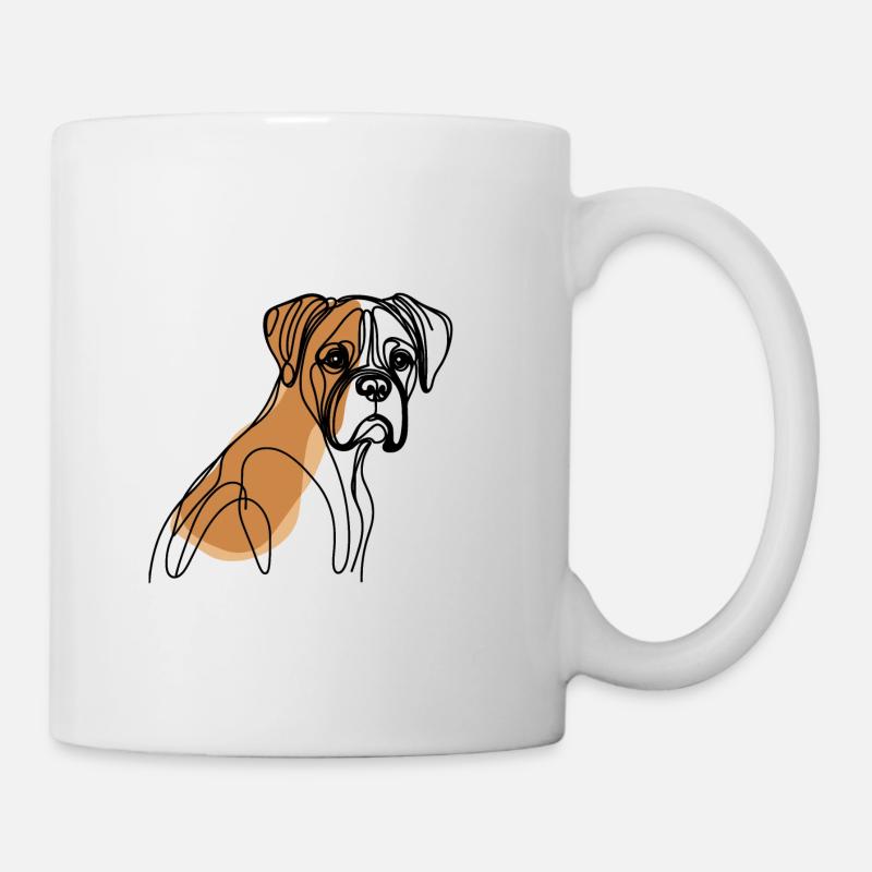 Deutscher Boxer Hund Linie Schwarz Design Line Art - Tasse - Weiß