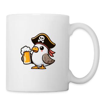 Pirat Kapitän Nordsee Möwe Bier Feier Geburtstag - Tasse - Weiß - Rechts