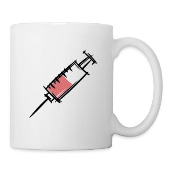 Full syringe, injection. Nurse / doctor. - Mug - white - Right