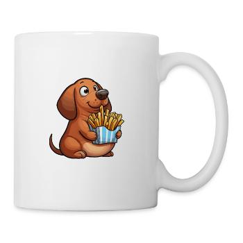Gros teckel potelé chien frites restauration rapide - Mug blanc - blanc - Droite