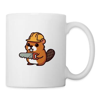 Biber Bob Baumeister Säge Helm Handwerker Beruf - Tasse - Weiß - Rechts