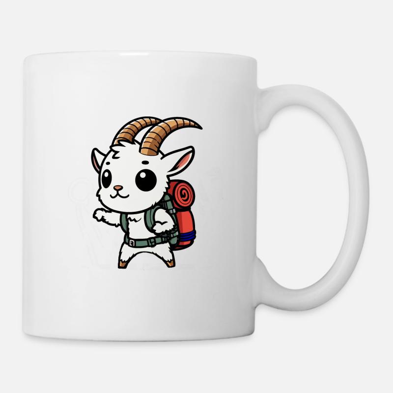 Bergsteiger Ziege Bock mit Rucksack Wanderlust - Tasse - Weiß