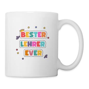 Bester Lehrerever! Herz-Blumen, personalisierbar - Tasse - Weiß - Rechts
