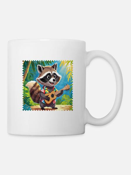 Waschbär mit Ukulele 2 - Tasse - Weiß
