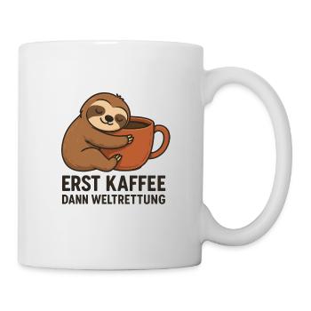 D’abord le café, puis le sauvetage du monde - Mug blanc - blanc - Droite