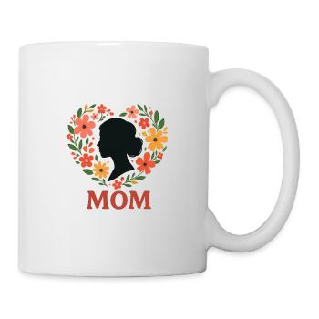 Silhouette de la Mère en couronne florale - Mug blanc - blanc - Droite
