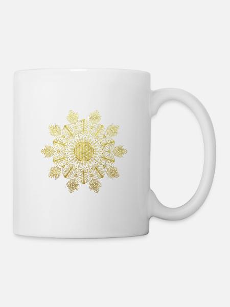 Cadeau de bouddhisme yoga fleur de vie - Mug blanc - blanc