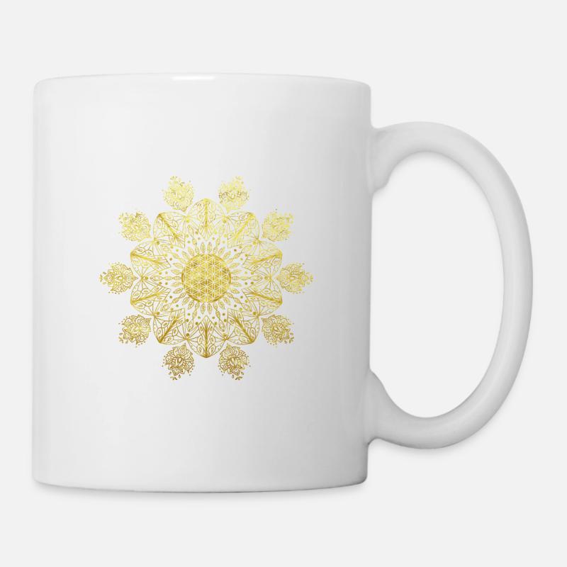 Cadeau de bouddhisme yoga fleur de vie - Mug blanc - blanc