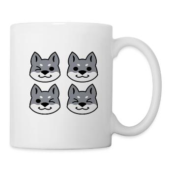Vier grau maskierte Siberian Huskies - Tasse - Weiß - Rechts