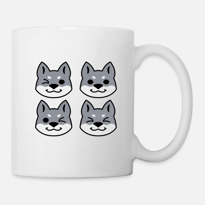Vier grau maskierte Siberian Huskies - Tasse - Weiß