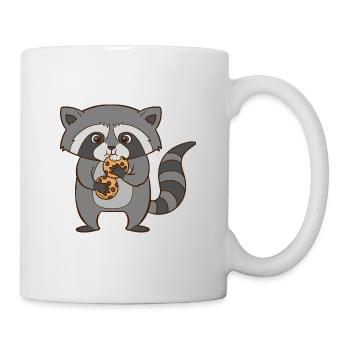 A cute raccoon eats cookies. - Mug - white - Right