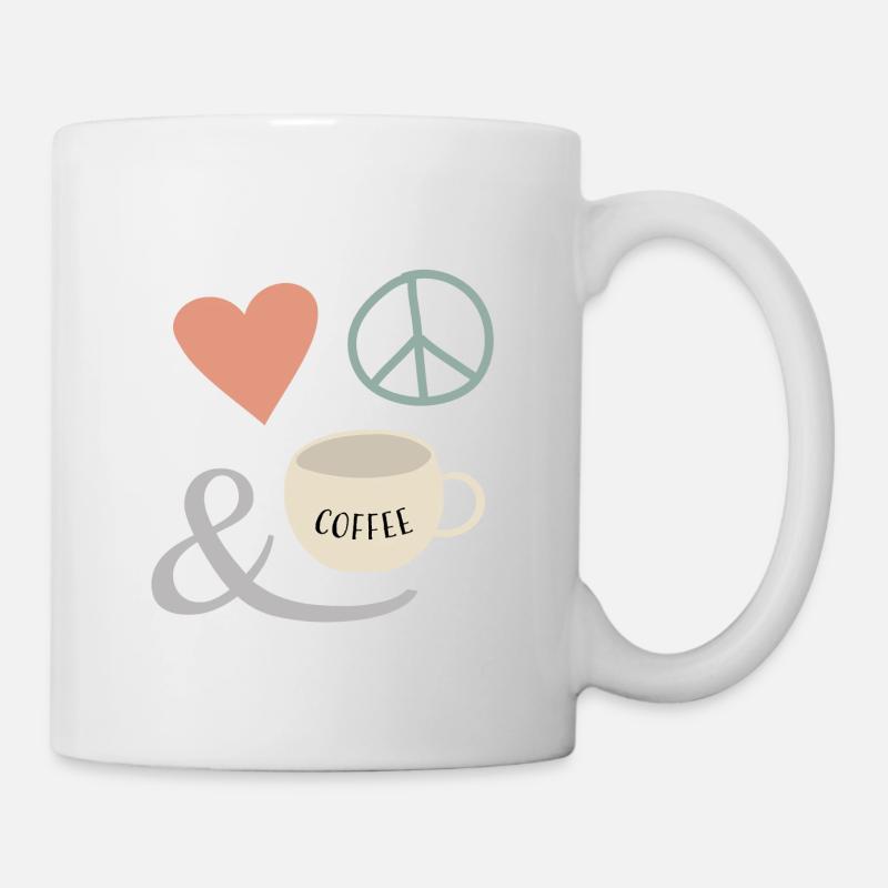 amour, paix et café - Mug blanc - blanc