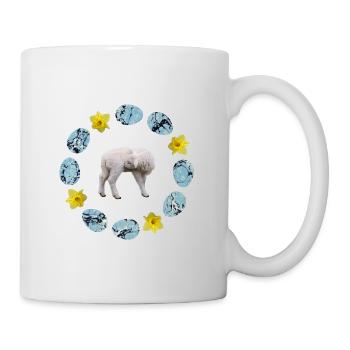 sheep in the egg wreath with narcissus e 55 - Mug - white - Right