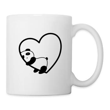 Panda Heart Love Vegan Bear Sweet Gift Valentine - Mug - white - Right