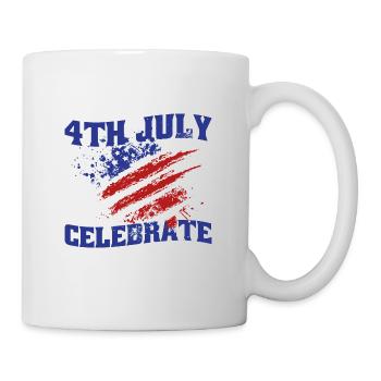 Le drapeau américain cite le 4 juillet et Celebrate - Mug blanc - blanc - Droite
