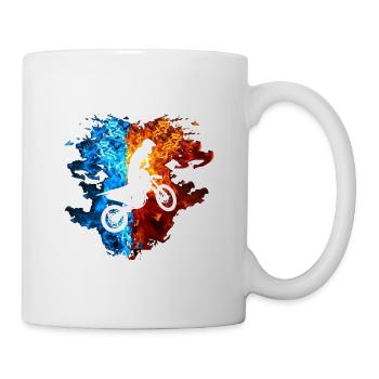 Motocross Red Blue Fire Motocross Rider - Mug - white - Right