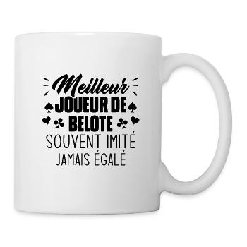 Jamais égalé meilleur joueur de belote - Mug blanc - blanc - Droite