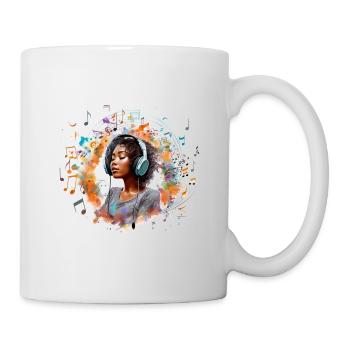 Fille avec des écouteurs écoutant de la musique 1 - Mug blanc - blanc - Droite