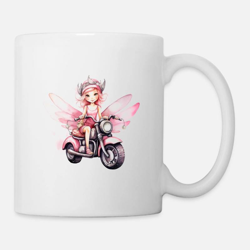 Fée fille avec moto - Mug blanc - blanc