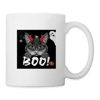 Festive design with a black cat for Halloween - Mug - white - Right