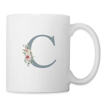 C| Monogram | Eucalyptus Pastel Flower Blue - Mug - white - Right