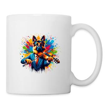 German Shepherd playing violin - Mug - white - Right