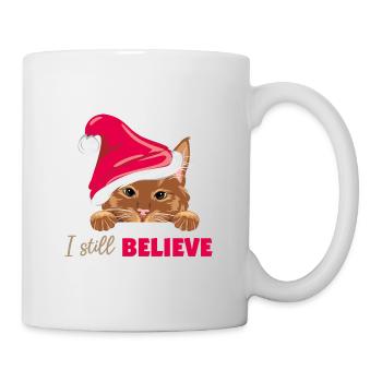 Cute peeking ginger cat in Santa hat - Mug - white - Right