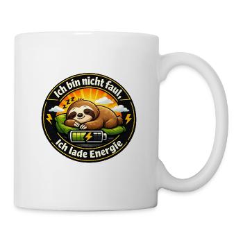 Ich lade Energie Faultier - Tasse - Weiß - Rechts