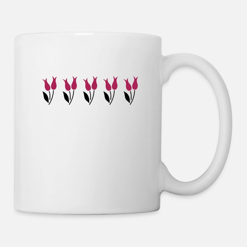 Tulips in a row - pink - Mug - white