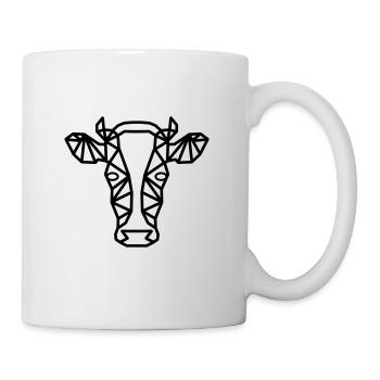 Kuh Kunst Form Diamant Kalb Tier Grillen Geschenk - Tasse - Weiß - Rechts