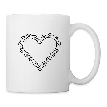 Bicycle love bike chain heart - Mug - white - Right