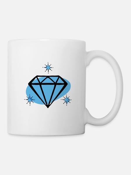 Bijoux de pierres précieuses de diamants scintillants - Mug blanc - blanc