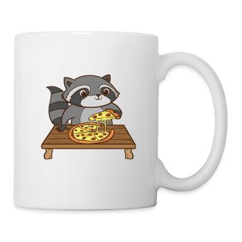 Un raton laveur mange une pizza. - Mug blanc - blanc - Droite