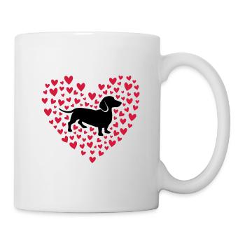SWEET HEART DACHSHUND, DACHSHUND WITH HEARTS - Mug - white - Right